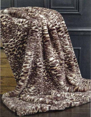 Black Leopard faux fur throw